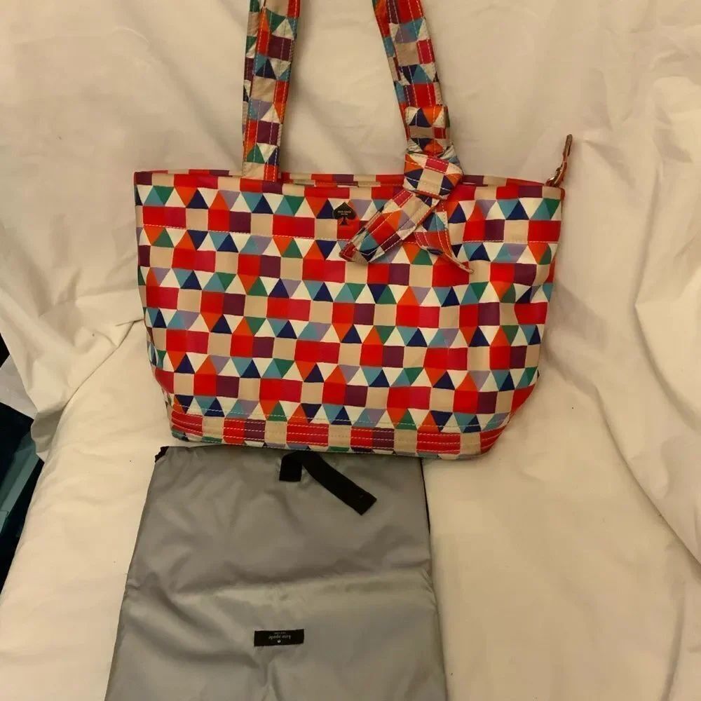 Kate Spade multi color purse baby diaper bag multi use tote washable Microfiber